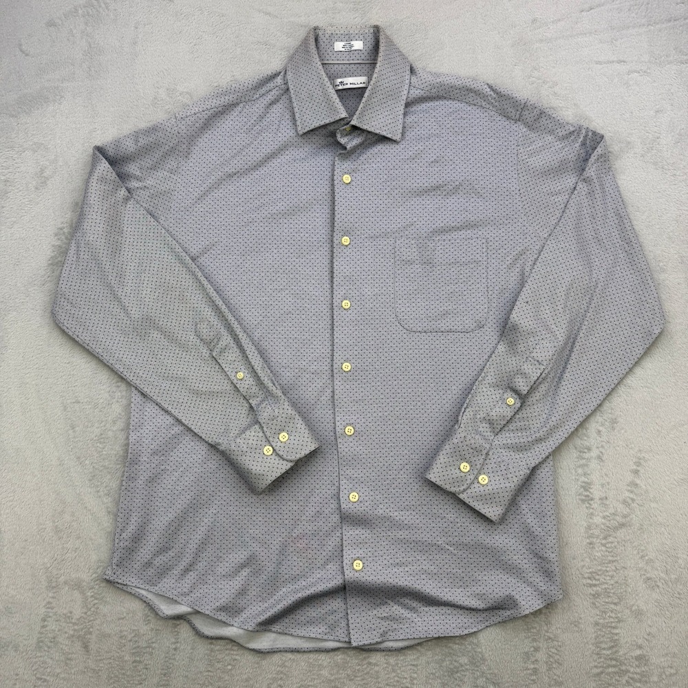 Peter Millar Shirt Mens Large Button Down Micro Print Cotton Business Formal
